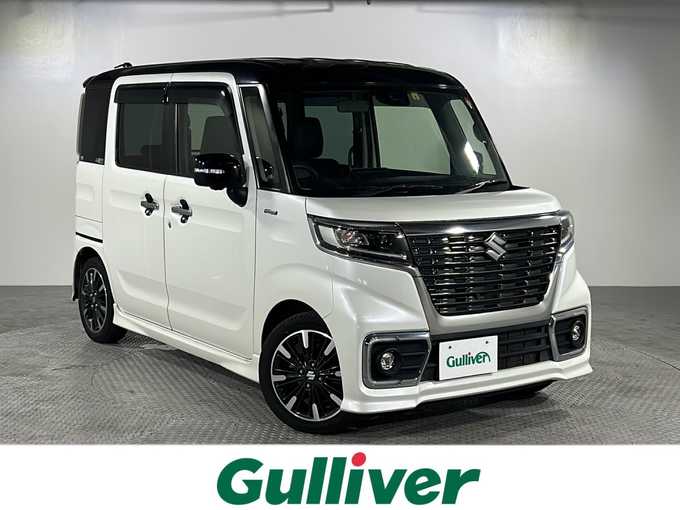 新着情報“スペーシアカスタムハイブリッドXS 衝突被害軽減ブレーキ非装着車”2018年式ピュアホワイトパール/ブラック2トーン入荷しました！