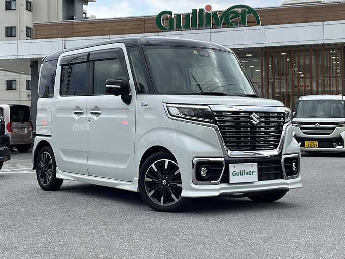 新着情報“スペーシアカスタムハイブリッドXS 衝突被害軽減ブレーキ非装着車”2018年式ピュアホワイトパール/ブラック2トーン入荷しました！