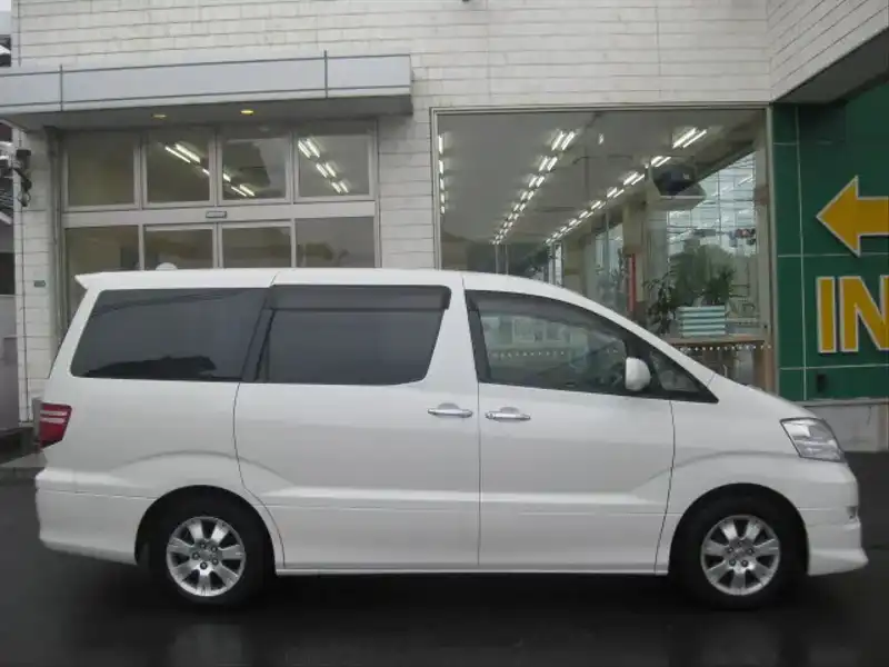 カタログ画像：アルファードＶ（ALPHARD V） ＡＸ Ｌエディション サイドリフトアップシート装着車 2005年4月 DBA-ANH10W 2400cc ホワイトパールマイカ 燃費9.7km / l  外装