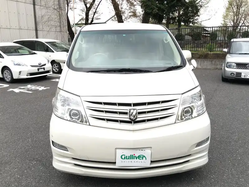 カタログ画像：アルファードＶ（ALPHARD V） ＭＺ サイドリフトアップシート装着車 2007年6月 CBA-MNH10W 3000cc ホワイトパールクリスタルシャイン 燃費8.9km / l  フロント