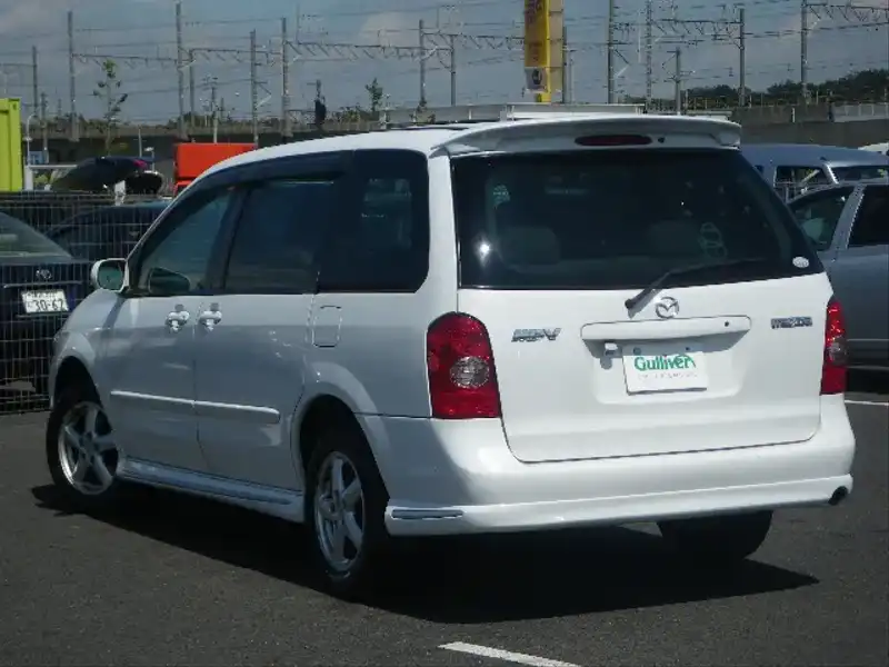 カタログ画像：ＭＰＶ（MPV） スポーツ 2002年4月 GH-LW3W 2300cc ピュアホワイト 燃費10.0km / l  バック