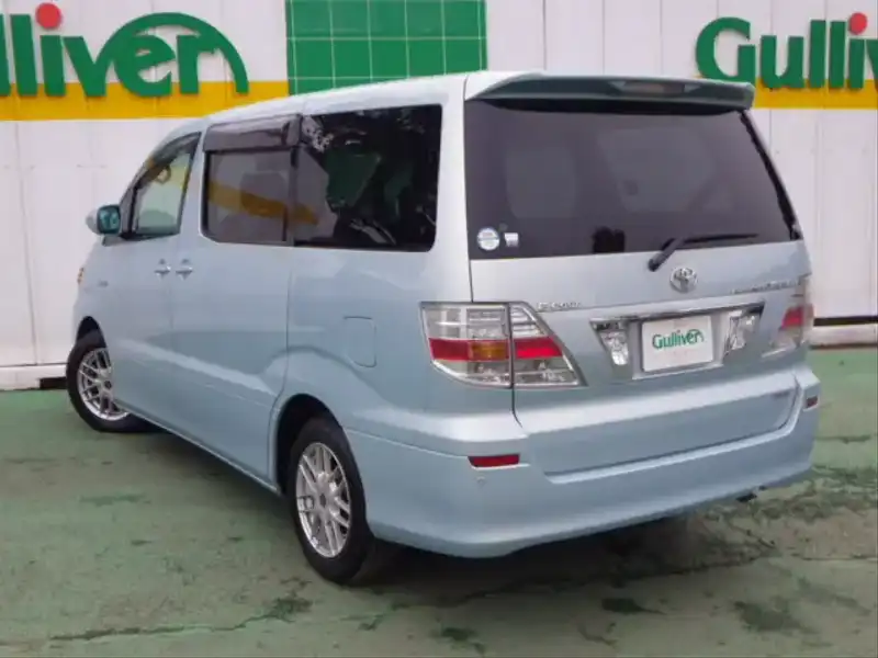 カタログ画像：アルファードハイブリッド（ALPHARD HYBRID） Ｇエディション 2004年4月 CAA-ATH10W 2400cc ペールブルーマイカメタリック 燃費17.2km / l  バック