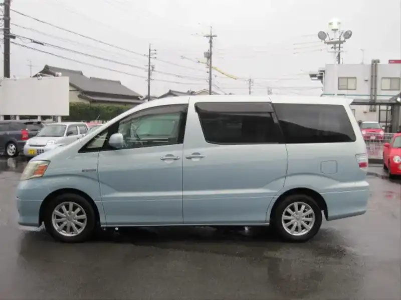 カタログ画像：アルファードハイブリッド（ALPHARD HYBRID） Ｇエディション サイドリフトアップシート装着車 2006年6月 DAA-ATH10W 2400cc ペールブルーマイカメタリック 燃費16.4km / l  外装