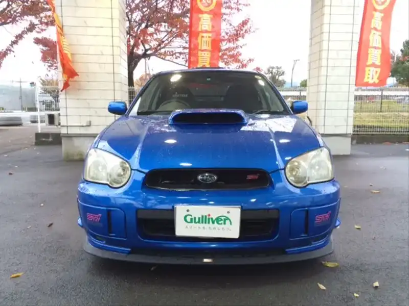 カタログ画像：インプレッサ（IMPREZA） ＷＲＸ ＳＴｉ スペックＣ タイプＲＡ 2004年10月 GH-GDB 2000cc ＷＲブルー・マイカ 燃費10.2km / l  フロント