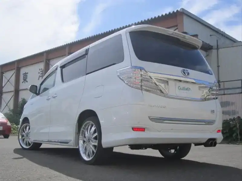 カタログ画像：アルファードハイブリッド（ALPHARD HYBRID） ハイブリッドＧ プレミアムシートパッケージ 2012年9月 DAA-ATH20W 2400cc ホワイトパールクリスタルシャイン 燃費16.2km / l バック