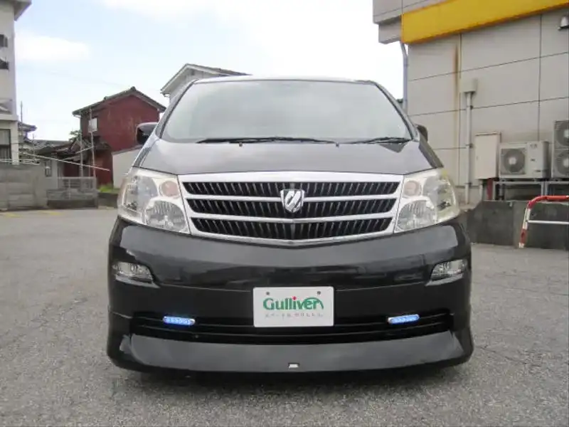 カタログ画像：アルファードＧ（ALPHARD G） ＡＸ Ｌエディション サイドリフトアップシート装着車 2004年2月 CBA-ANH10W 2400cc ブラックマイカ 燃費9.7km / l  フロント