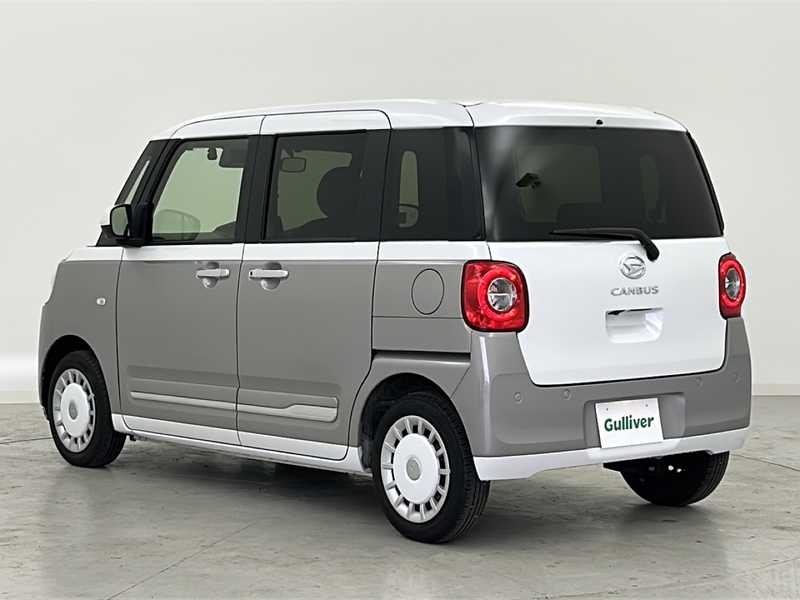 カタログ画像：ムーヴキャンバス（MOVE CANBUS） ストライプスＧターボ 2022年7月 5BA-LA850S 660cc シャイニングホワイトパール×スムースグレーマイカメタリック 燃費22.4km / l 外装