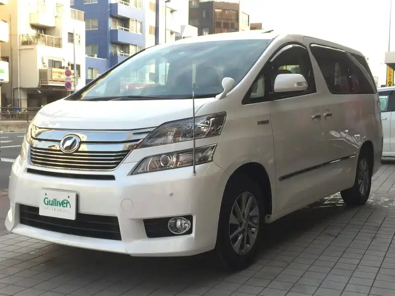 カタログ画像：ヴェルファイアハイブリッド（VELLFIRE HYBRID） ハイブリッドＶ Ｌエディション 2011年11月 DAA-ATH20W 2400cc ホワイトパールクリスタルシャイン 燃費16.2km / l フロント