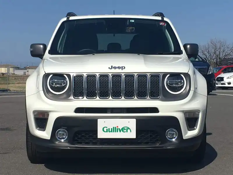 カタログ画像：ジープ・レネゲード（JEEP RENEGADE） リミテッド 2019年10月 3BA-BU13 1300cc アルパインホワイトクリアコート 燃費13.5km / l フロント