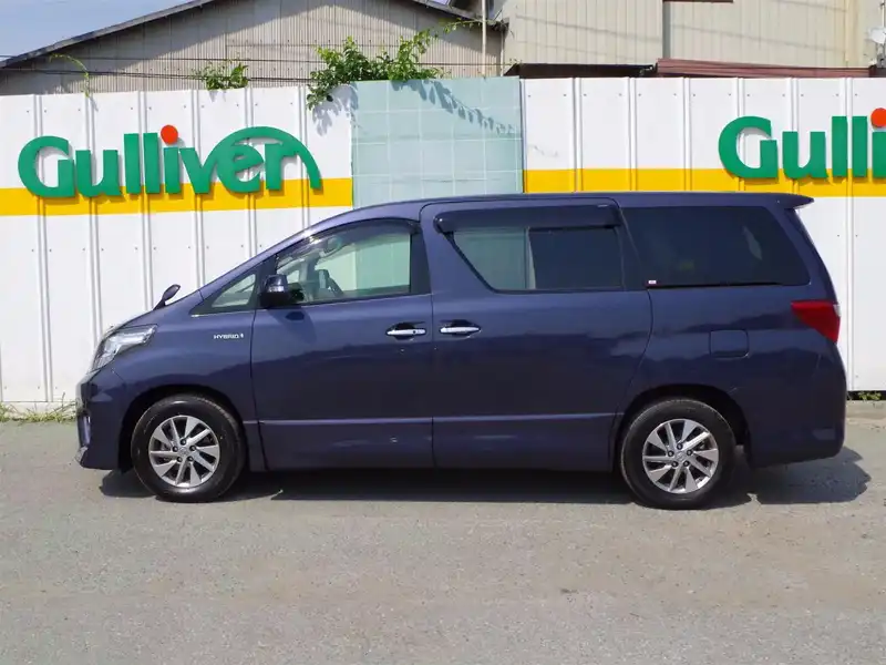 カタログ画像：アルファードハイブリッド（ALPHARD HYBRID） ハイブリッドＳＲ サイドリフトアップシート装着車 2014年4月 DAA-ATH20W 2400cc ダークバイオレットマイカメタリック 燃費16.2km / l 外装