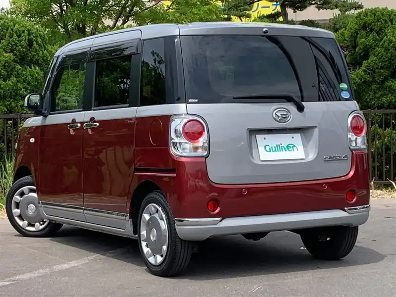 カタログ画像：ムーヴキャンバス（MOVE CANBUS） Ｇブラックインテリアリミテッド ＳＡⅢ 2019年10月 5BA-LA800S 660cc スムースグレーマイカメタリック×ファイアークォーツレッドメタリック 燃費20.6km / l バック