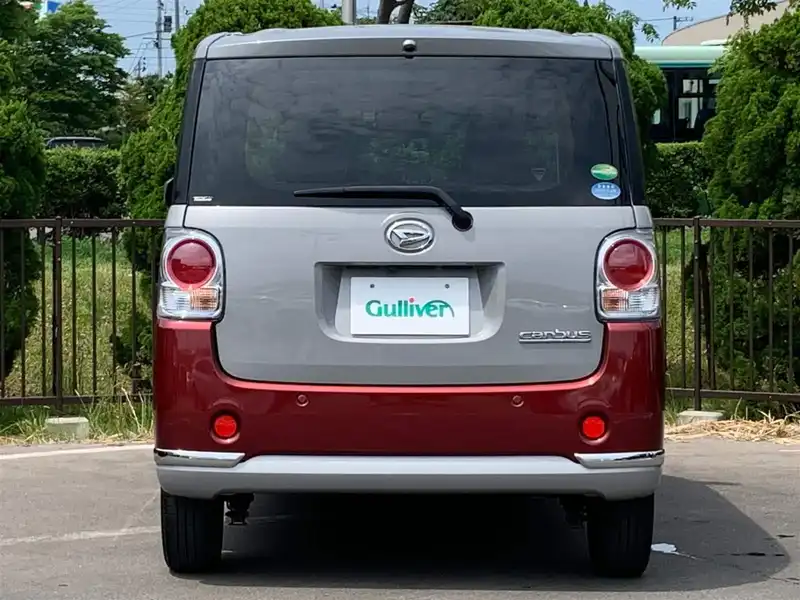 カタログ画像：ムーヴキャンバス（MOVE CANBUS） Ｇブラックインテリアリミテッド ＳＡⅢ 2019年10月 5BA-LA800S 660cc スムースグレーマイカメタリック×ファイアークォーツレッドメタリック 燃費20.6km / l バック