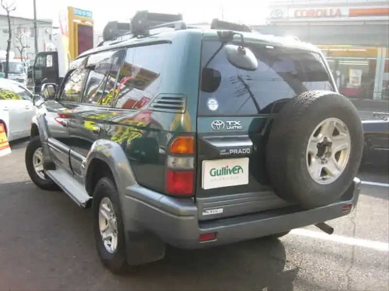 カタログ画像：ランドクルーザープラド（LAND CRUISER PRADO） ＴＸリミテッド 1997年8月 KD-KZJ95W 3000cc ダークグリーンマイカメタリック バック