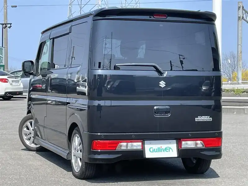カタログ画像：エブリイワゴン（EVERY WAGON） ＰＺターボ 標準ルーフ 2020年6月 3BA-DA17W 660cc ブルーイッシュブラックパール３ 燃費13.4km / l バック