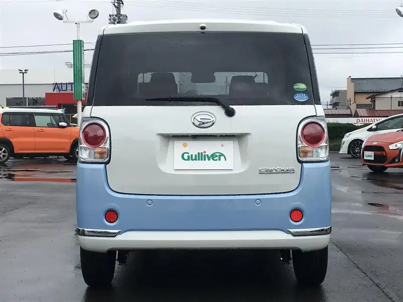 カタログ画像：ムーヴキャンバス（MOVE CANBUS） Ｘメイクアップリミテッド ＳＡⅢ 2018年9月 5BA-LA800S 660cc パールホワイトIII×ファインミントメタリック 燃費20.6km / l バック