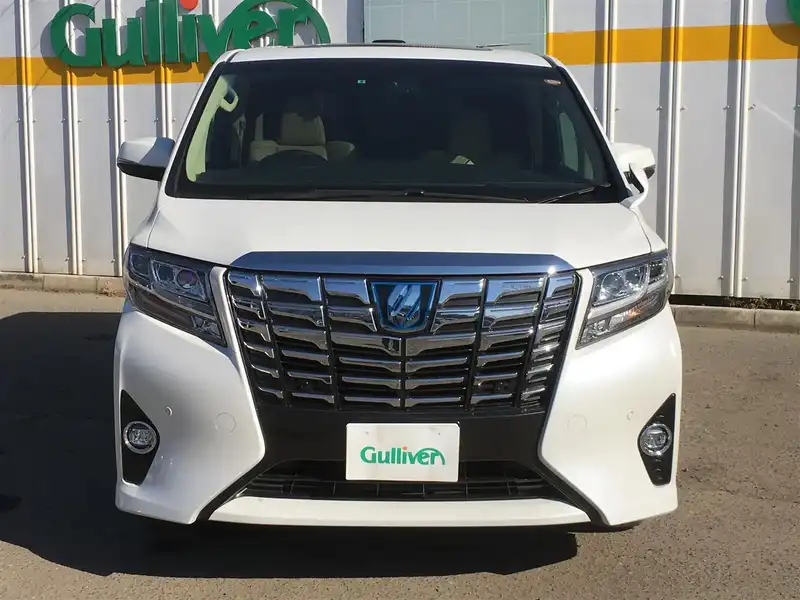 カタログ画像：アルファードハイブリッド（ALPHARD HYBRID） ハイブリッドＧ Ｆパッケージ 2015年1月 DAA-AYH30W 2500cc ラグジュアリーホワイトパールクリスタルシャインガラスフレークorホワイトパールクリスタルシャイン 燃費18.4km / l フロント