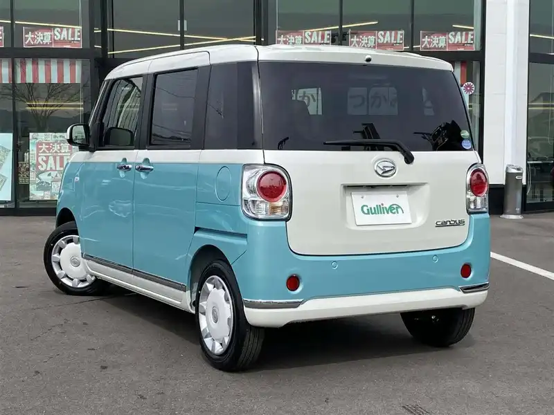 カタログ画像：ムーヴキャンバス（MOVE CANBUS） Ｇメイクアップリミテッド ＳＡⅢ 2019年6月 5BA-LA800S 660cc ファインミントメタリック 燃費20.6km / l 外装