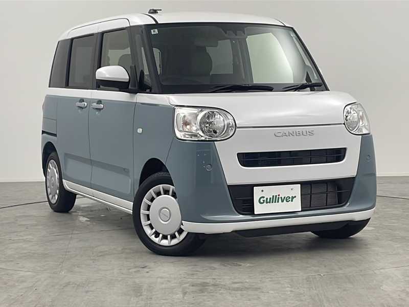 カタログ画像：ムーヴキャンバス（MOVE CANBUS） ストライプスＸ 2022年7月 5BA-LA860S 660cc シャイニングホワイトパール×レイクブルーメタリック 燃費21.6km / l メイン（その他）