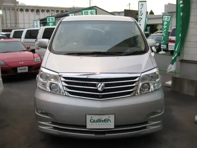 カタログ画像：アルファードＧ（ALPHARD G） ＭＺ サイドリフトアップシート装着車 2005年4月 TA-MNH15W 3000cc シルバーメタリック 燃費8.6km / l  フロント