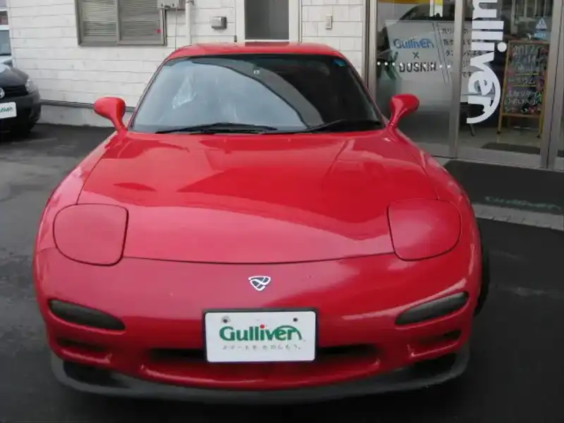 カタログ画像：アンフィニＲＸ－７（EFINI RX-7） ツーリングＸ 1997年1月 E-FD3S 1400cc ヴィンテージレッド 燃費7.0km / l  フロント