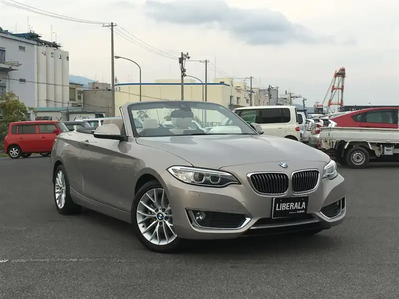 カタログ画像：２シリーズ（2 SERIES） ２２０ｉカブリオレ ラグジュアリー 2015年7月 DBA-1J20 2000cc グレイシャー・シルバー（メタリック・カラー）orムーンライト・シルバー（メタリック・カラー） 燃費15.8km / l フロント