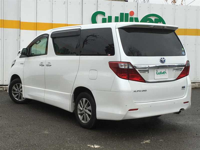 カタログ画像：アルファードハイブリッド（ALPHARD HYBRID） ハイブリッドＳＲ プレミアムシートパッケージ 2012年9月 DAA-ATH20W 2400cc ホワイトパールクリスタルシャイン 燃費16.2km / l バック