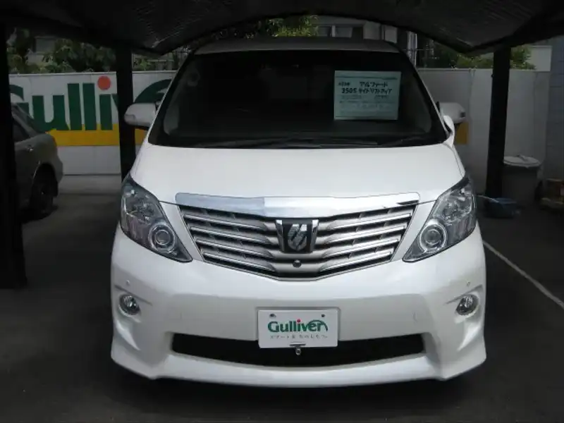 カタログ画像：アルファード（ALPHARD） ３５０Ｓ サイドリフトアップシート装着車 2008年5月 DBA-GGH25W 3500cc ホワイトパールクリスタルシャイン 燃費9.1km / l  フロント