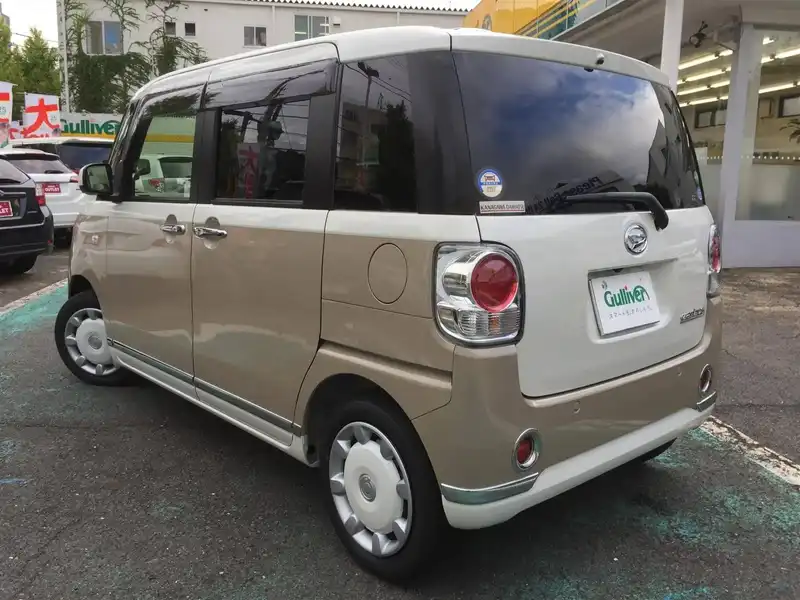 カタログ画像：ムーヴキャンバス（MOVE CANBUS） Ｇメイクアップリミテッド ＳＡⅢ 2018年9月 5BA-LA800S 660cc パールホワイトIII×ナチュラルベージュマイカメタリック 燃費20.6km / l バック