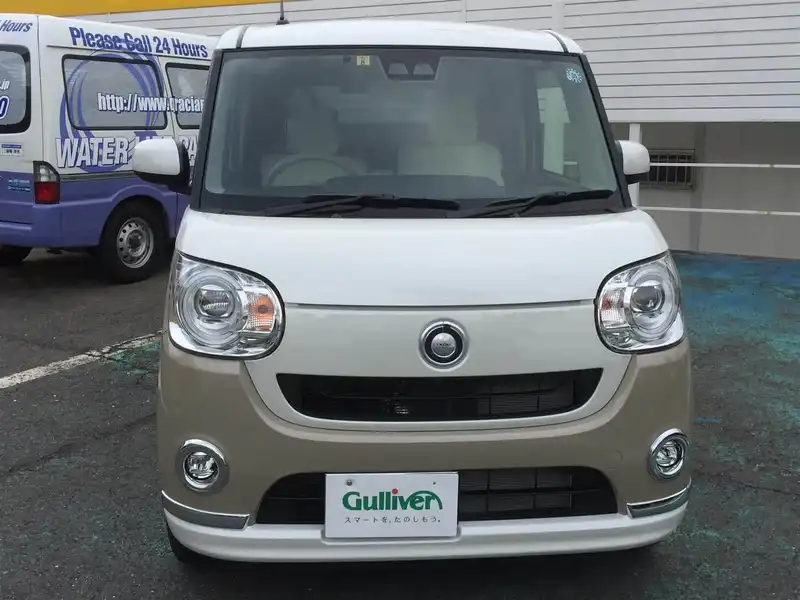 カタログ画像：ムーヴキャンバス（MOVE CANBUS） Ｇメイクアップリミテッド ＳＡⅢ 2018年9月 5BA-LA800S 660cc パールホワイトIII×ナチュラルベージュマイカメタリック 燃費20.6km / l フロント