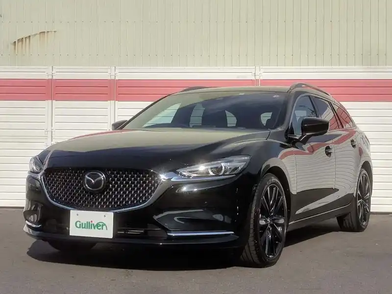 カタログ画像：ＭＡＺＤＡ６ワゴン（MAZDA6 WAGON） ２５Ｔ Ｓパッケージ 2019年10月 5BA-GJ5FW 2500cc ジェットブラックマイカ 燃費12.4km / l フロント