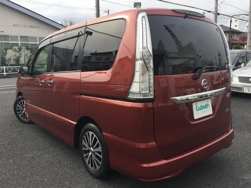 カタログ画像：セレナ（SERENA） ハイウェイスターＧ Ｓ－ハイブリッド 2015年7月 DAA-HFC26 2000cc プレミアムディープコーラル（Ｍ） 燃費15.4km / l バック