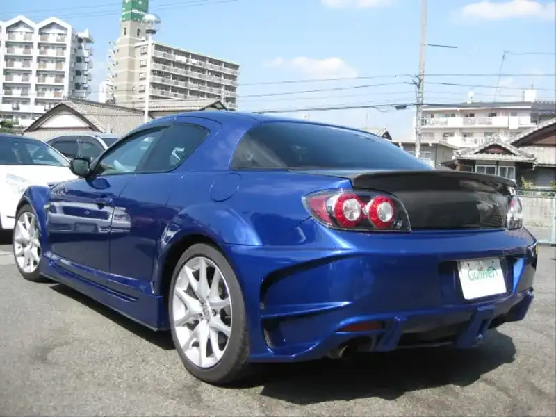 カタログ画像：ＲＸ－８（RX-8） タイプＳ 2008年3月 ABA-SE3P 1400cc オーロラブルーマイカ 燃費9.4km / l  バック