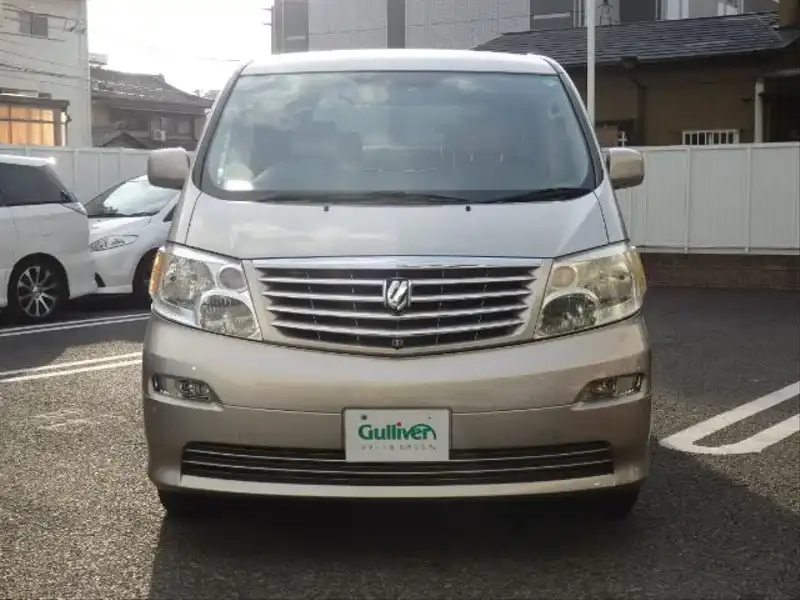 カタログ画像：アルファードＶ（ALPHARD V） ＭＸ Ｊエディション 2002年5月 TA-MNH15W 3000cc ゴールドメタリック 燃費8.6km / l  フロント