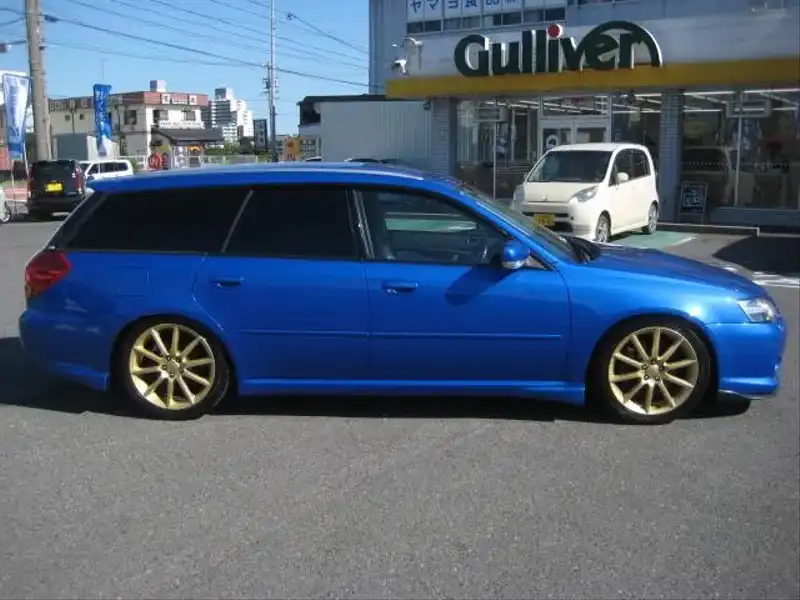 カタログ画像：レガシィツーリングワゴン（LEGACY TOURING WAGON） ２．０ＧＴスペックＢ 2003年5月 TA-BP5 2000cc アトランティックブルー・パール 燃費12.0km / l  外装