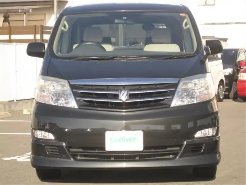 カタログ画像：アルファードＶ（ALPHARD V） ＡＸ Ｌエディション サイドリフトアップシート装着車 2005年4月 DBA-ANH15W 2400cc ブラックマイカ 燃費9.4km / l  フロント