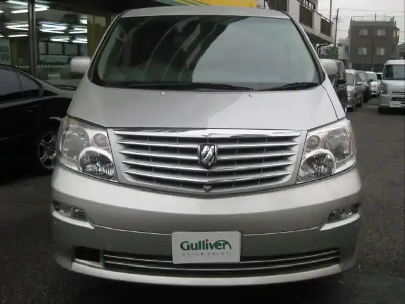 カタログ画像：アルファードＶ（ALPHARD V） ＭＺ 2003年7月 TA-MNH10W 3000cc シルバーメタリック 燃費8.9km / l  フロント