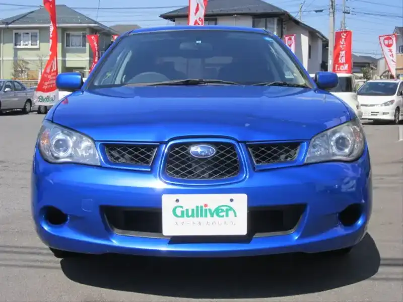 カタログ画像：インプレッサスポーツワゴン（IMPREZA SPORTS WAGON） １．５ｉ 2006年6月 LA-GG3 1500cc ＷＲブルー・マイカ 燃費16.0km / l  フロント