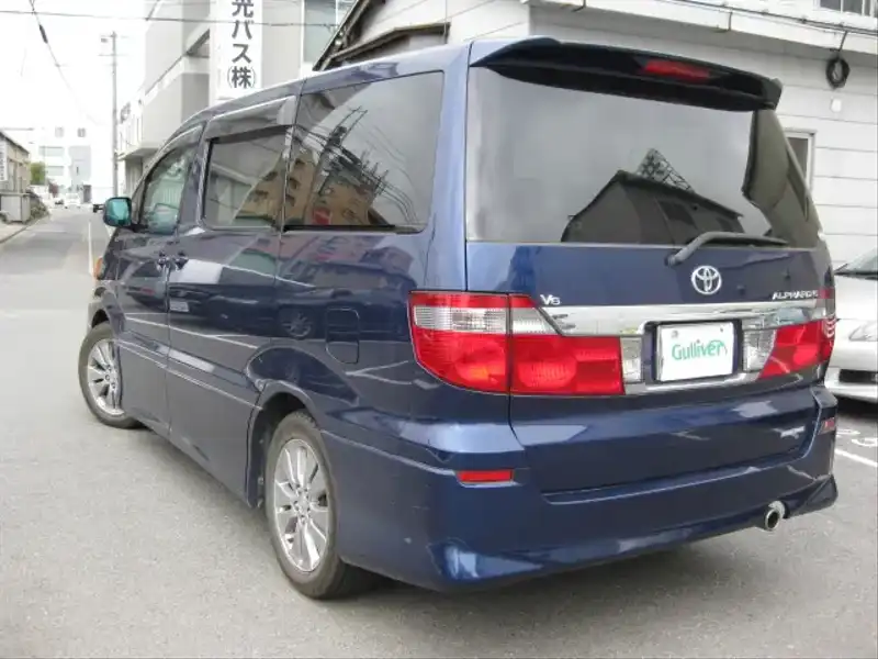 カタログ画像：アルファードＧ（ALPHARD G） ＭＳ プレミアム・アルカンターラバージョン 2004年1月 TA-MNH15W 3000cc ダークブルーマイカ 燃費8.6km / l  バック