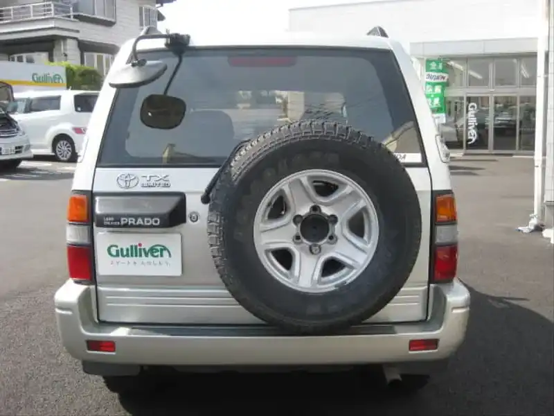 カタログ画像：ランドクルーザープラド（LAND CRUISER PRADO） ＴＸリミテッド 1998年1月 E-RZJ95W 2700cc シルバーメタリック 燃費7.9km / l  バック