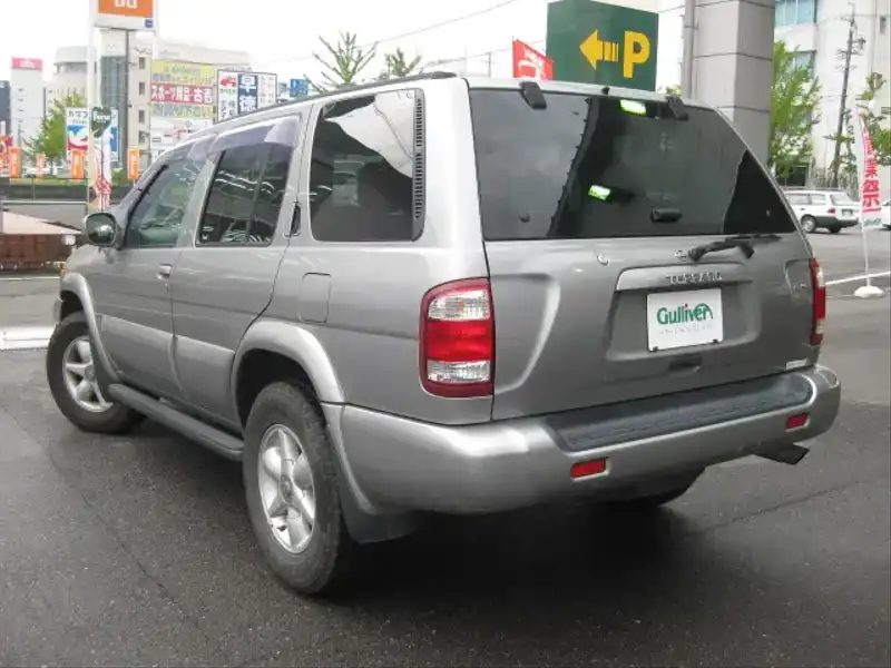 カタログ画像：テラノ（TERRANO） 標準ボディ オールモード４×４ Ｒ３ｍ－Ｖ 1999年2月 GF-LR50 3300cc ブラック／ソニックシルバー（Ｍ）ツートーン 燃費7.2km / l  バック