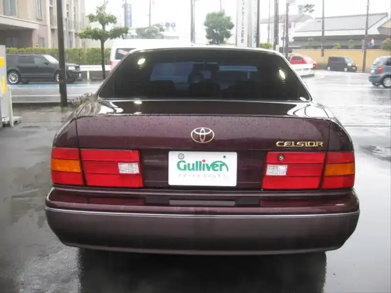 カタログ画像：セルシオ（CELSIOR） Ｂ仕様 ｅＲバージョン装着車 1997年7月 E-UCF20 4000cc ローズレッドマイカトーニングＧ 燃費8.2km / l  バック