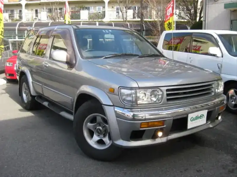 カタログ画像：テラノ（TERRANO） ワイドボディ オールモード４×４ Ｒ３ｍ－Ｒ エアロⅡ 1997年6月 E-LR50 3300cc ソニックシルバー（Ｍ） 燃費7.2km / l  メイン