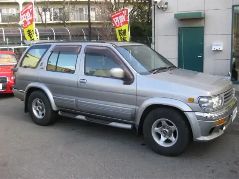 カタログ画像：テラノ（TERRANO） ワイドボディ オールモード４×４ Ｒ３ｍ－Ｒ エアロⅡ 1997年6月 E-LR50 3300cc ソニックシルバー（Ｍ） 燃費7.2km / l  外装