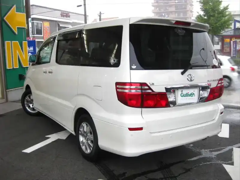 カタログ画像：アルファードＶ（ALPHARD V） ＭＸ Ｌエディション 2005年4月 TA-MNH15W 3000cc ホワイトパールマイカ 燃費8.6km / l  バック