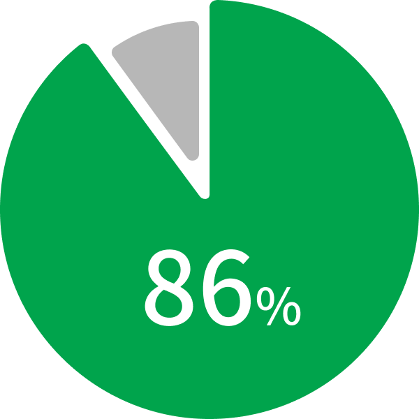 86%の円グラフ